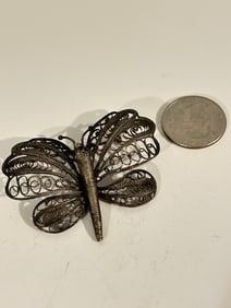Vintage Sterling Silver filigree butterfly Brooch
