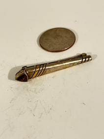 Vintage Sterling Silver Amethyst Modernist Brooch