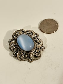 Vintage Sterling Silver Dancraft blue gem stone Brooch