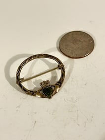 Vintage Sterling Silver Irish Claddagh Brooch