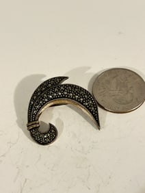 Vintage Sterling Silver marcasite floral Brooch