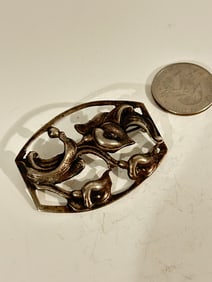 Vintage Sterling Silver Modernist floral Brooch