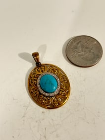 Vintage Sterling Silver Turquoise Pendant