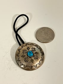 Vintage Sterling Silver Turquoise TIE Holder Navajo