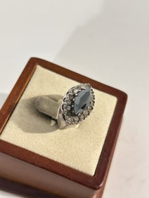 Vintage Sterling Silver Hematite Ring sz 6