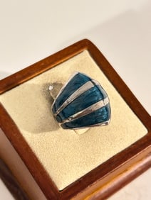 Vintage Sterling Silver LGA Lauren G Adams enamel Ring sz 5