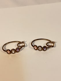 Vintage Sterling Silver CZ  1 3/8" Earrings