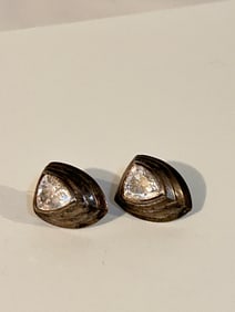 Vintage Sterling Silver heavy CZ Earrings