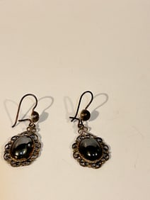 Vintage Sterling Silver Hematite Earrings