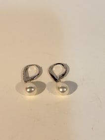 Vintage Sterling Silver pearl singed RJ Earrings