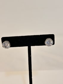 Vintage Sterling Silver CZ Post Earrings