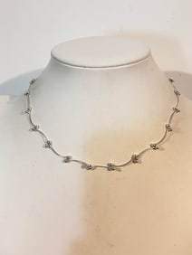 Vintage Sterling Silver bead Necklace 14"