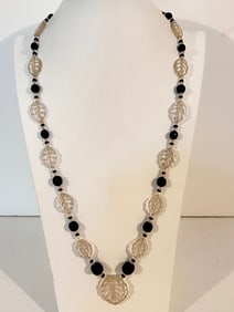 Vintage Sterling Silver Tourmaline floral Necklace 29"