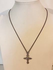 Vintage Sterling Silver Cross Necklace 19"