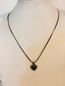 Vintage Sterling Silver HEART pendant Necklace 19"
