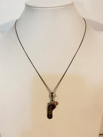 Vintage Sterling Silver Cure pendant Necklace 17"