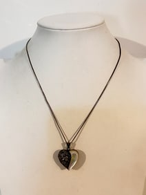 Vintage Sterling Silver marcasite mother of pearl locket Necklace 17"