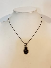 Vintage Sterling Silver Modernist pendant Necklace 15"