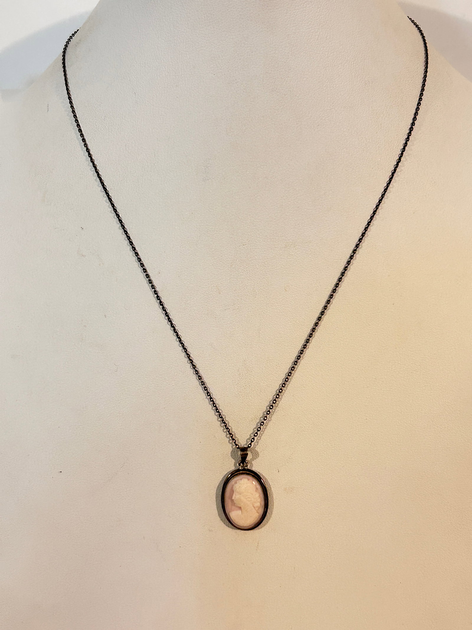 Vintage Sterling Silver Cameo Pendant Necklace 19": Vintage Sterling Silver Cameo Pendant Necklace 19" Please view all photos as they are part of the description and condition of this Item, Feel free to contact me with questions or picture requests! Us