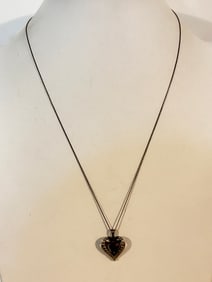 Vintage Sterling Silver Ruby heart pendant Necklace 19"