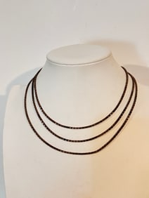 Vintage Sterling Silver triple strand mesh Necklace 15"