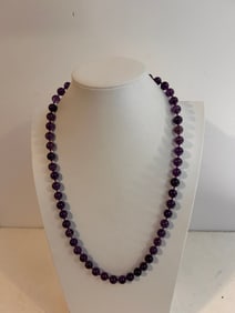 Vintage tested Amethyst bead Necklace 23"