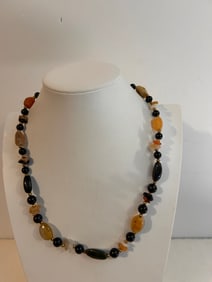 Vintage Gem Stone Beaded Necklace 21"