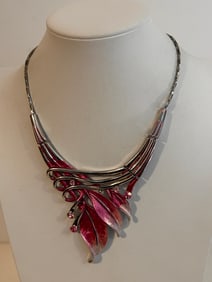 Vintage Statement Elegant floral rhinestone Necklace 13"