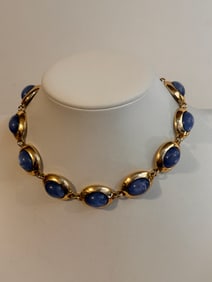 Vintage blue Acrylic Necklace 16"