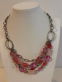Vintage pink glass Necklace 18"