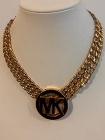 Vintage gold tone MK imitation Necklace 14"