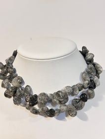 Vintage Gem Stone Beaded Necklace 28"