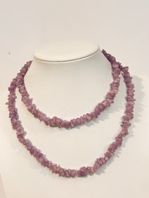Vintage Amethyst tested chicklet Necklace 34"