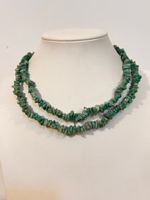 Vintage Gem Stone Beaded Necklace  34"