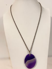 Vintage tested Amethyst pendant Necklace 23"