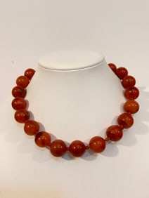 Vintage Tourmaline knotted bead  Necklace 14"