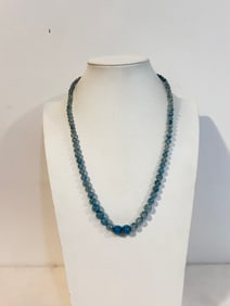 Vintage Blue bead glass Necklace 22"