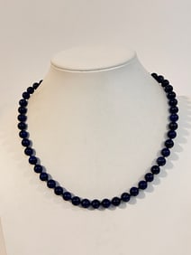 Vintage Lapis Blue bead Necklace 17"