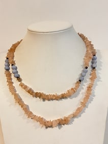 Vintage Gem Stone Amethyst Beaded Necklace 38"