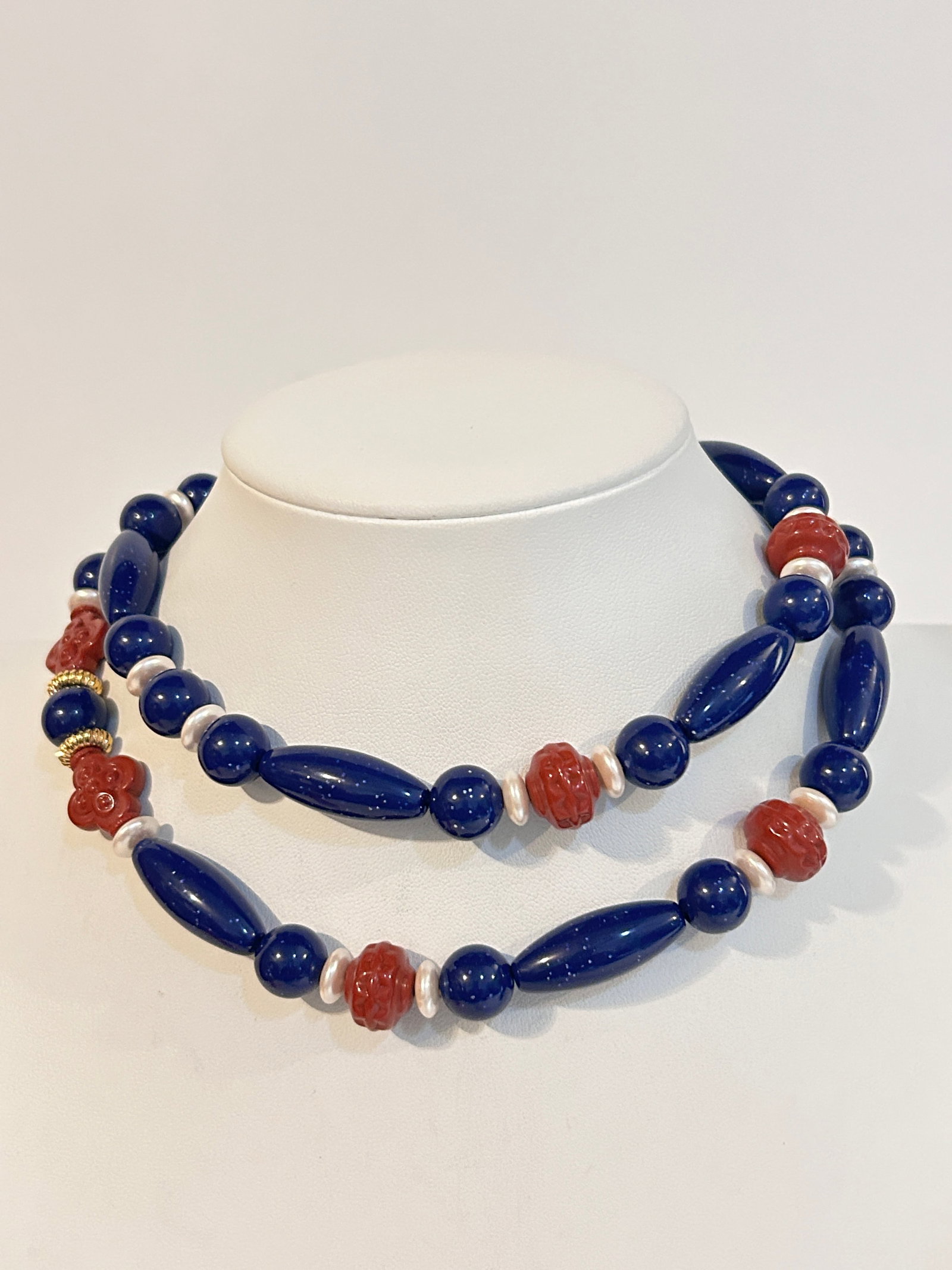 Vintage Beaded cinnabar Necklace 29": Vintage Beaded cinnabar Necklace 29" Please view all photos as they are part of the description and condition of this Item, Feel free to contact me with questions or picture requests! Used Item AS IS