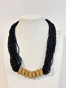 Vintage multi strand bead gem stone Necklace 18"