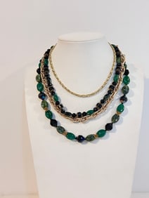 Vintage W. Germany green 4 strand  Necklace 16"