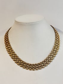 Vintage Gold Tone mesh choker Necklace 13"