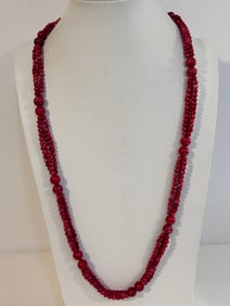 Vintage Jasper red bead Necklace 28"