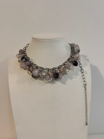 Vintage N.Y Acrylic beaded Necklace 14"