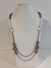 Vintage Silver Mesh Necklace 38"