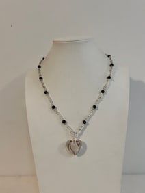 Vintage Murano Glass heart pendant Necklace 22"