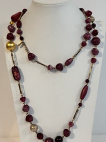 Vintage Express Italy Made beaded  Necklace 40"