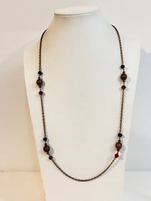 Vintage Laura Ashley old brass Necklace 30"