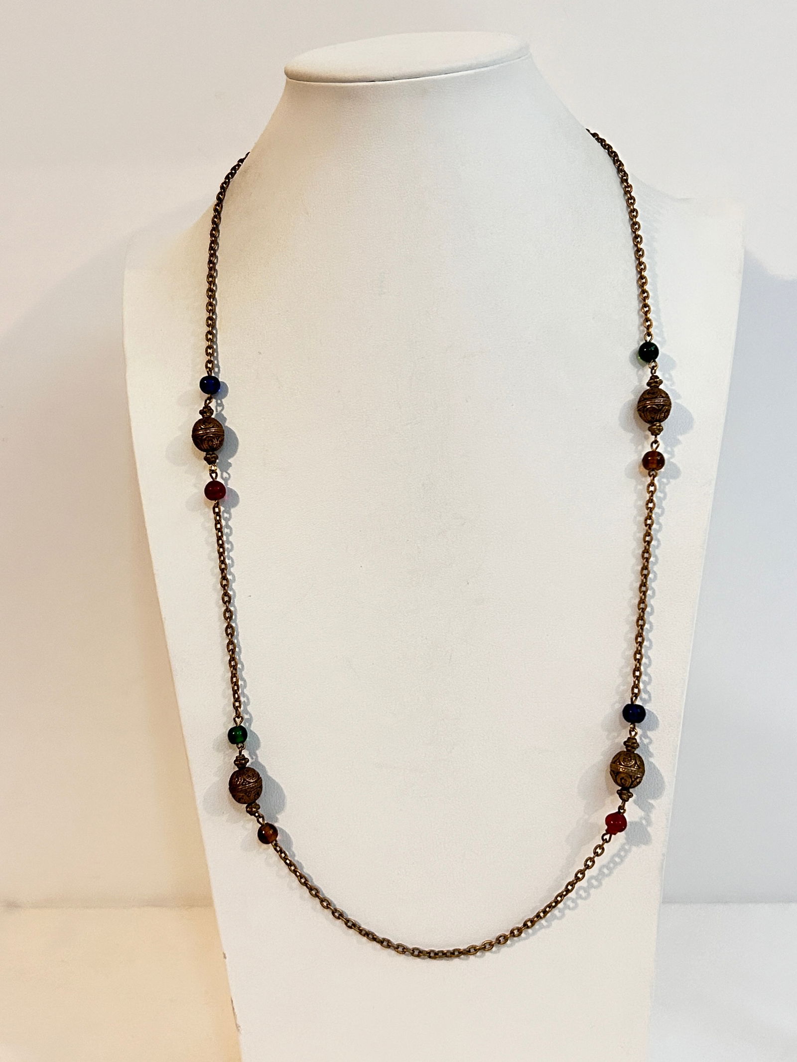 Vintage Laura Ashley old brass Necklace 30" (1 of 4)